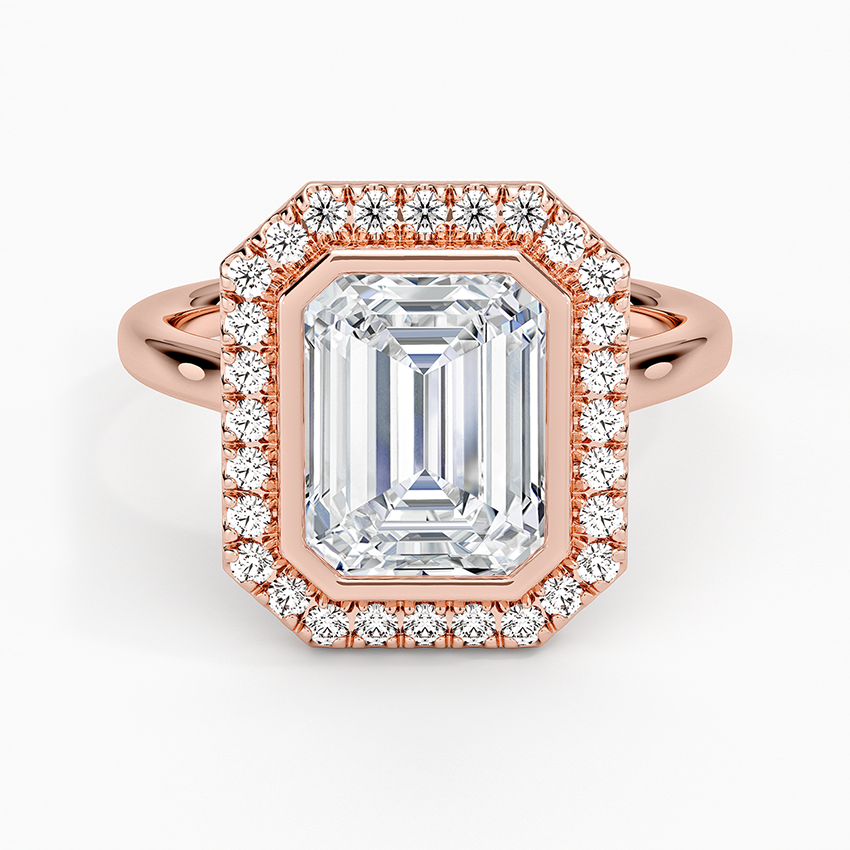 2,30 Karat Emerald Halo Tasarım Tektaş Laboratuvar Pırlanta Yüzük 18K - Eterna - Bold Diamonds