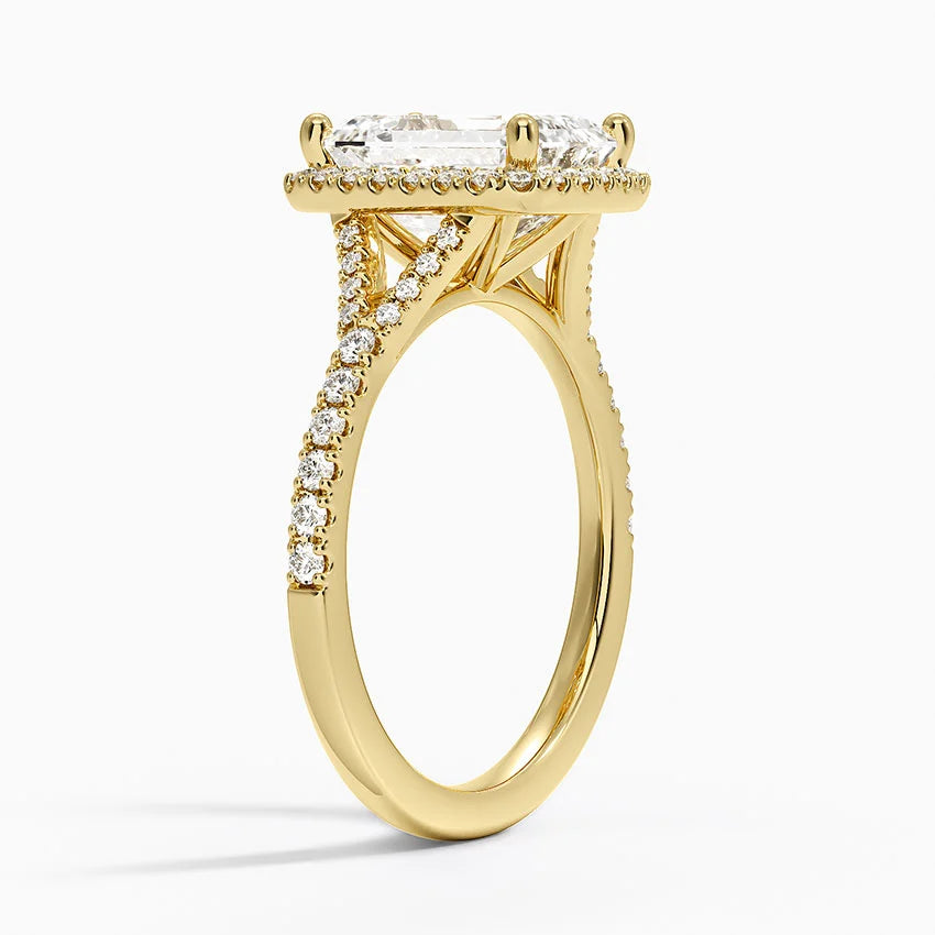 2,30 Karat Emerald Halo Tasarım Tektaş Laboratuvar Pırlanta Yüzük 18K -Novara - Bold Diamonds