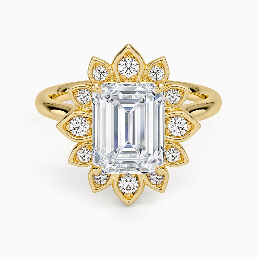 2,30 Karat Emerald Halo Tasarım Tektaş Laboratuvar Pırlanta Yüzük 18K - Solara - Bold Diamonds