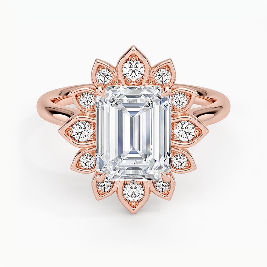 2,30 Karat Emerald Halo Tasarım Tektaş Laboratuvar Pırlanta Yüzük 18K - Solara - Bold Diamonds