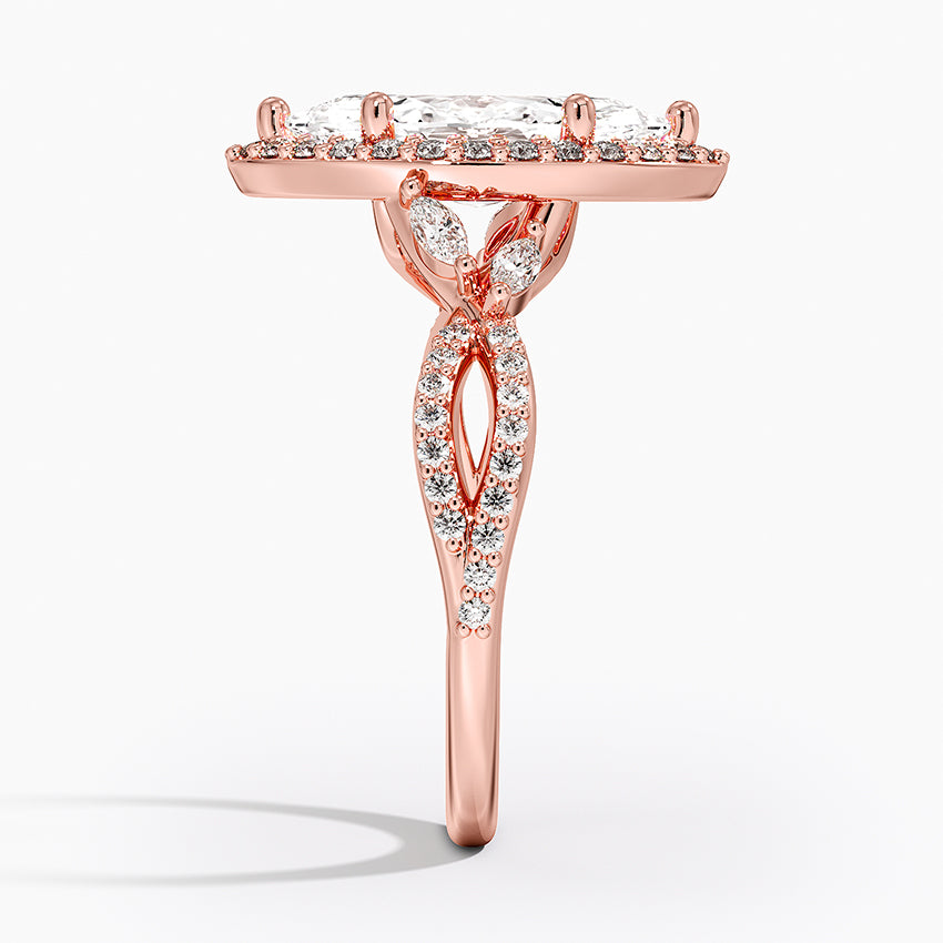 2.30 Karat Marquise Halo Tasarım Tektaş Laboratuvar Pırlanta Yüzük 18K -Coronae - Bold Diamonds