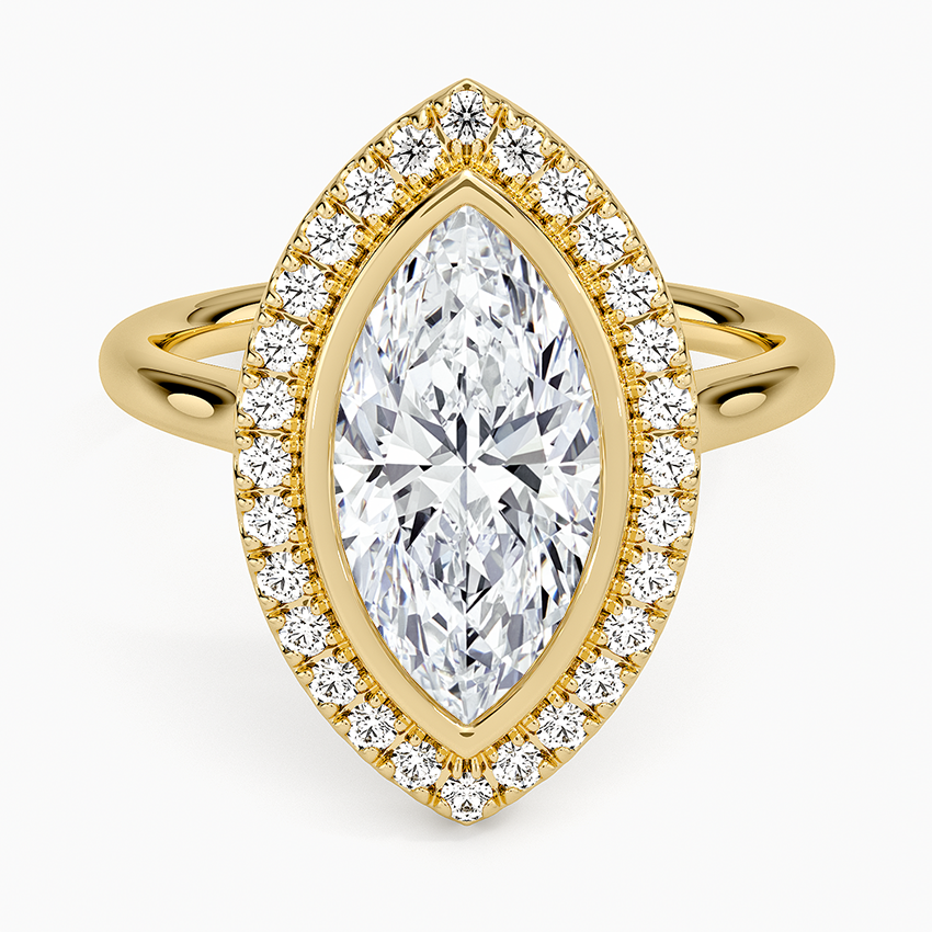 2,30 Karat Marquise Halo Tasarım Tektaş Laboratuvar Pırlanta Yüzük 18K - Eterna - Bold Diamonds