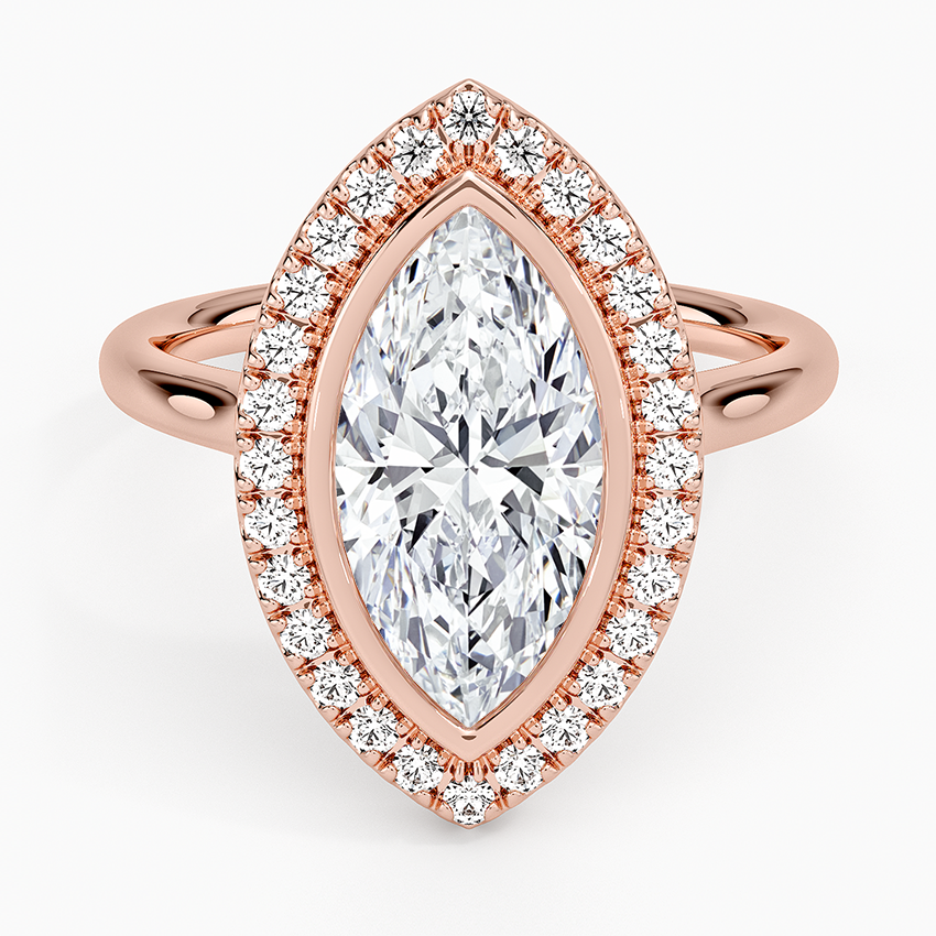 2,30 Karat Marquise Halo Tasarım Tektaş Laboratuvar Pırlanta Yüzük 18K - Eterna - Bold Diamonds