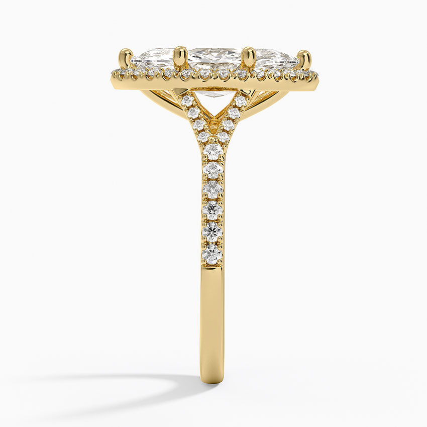 2,30 Karat Marquise Halo Tasarım Tektaş Laboratuvar Pırlanta Yüzük 18K -Novara - Bold Diamonds