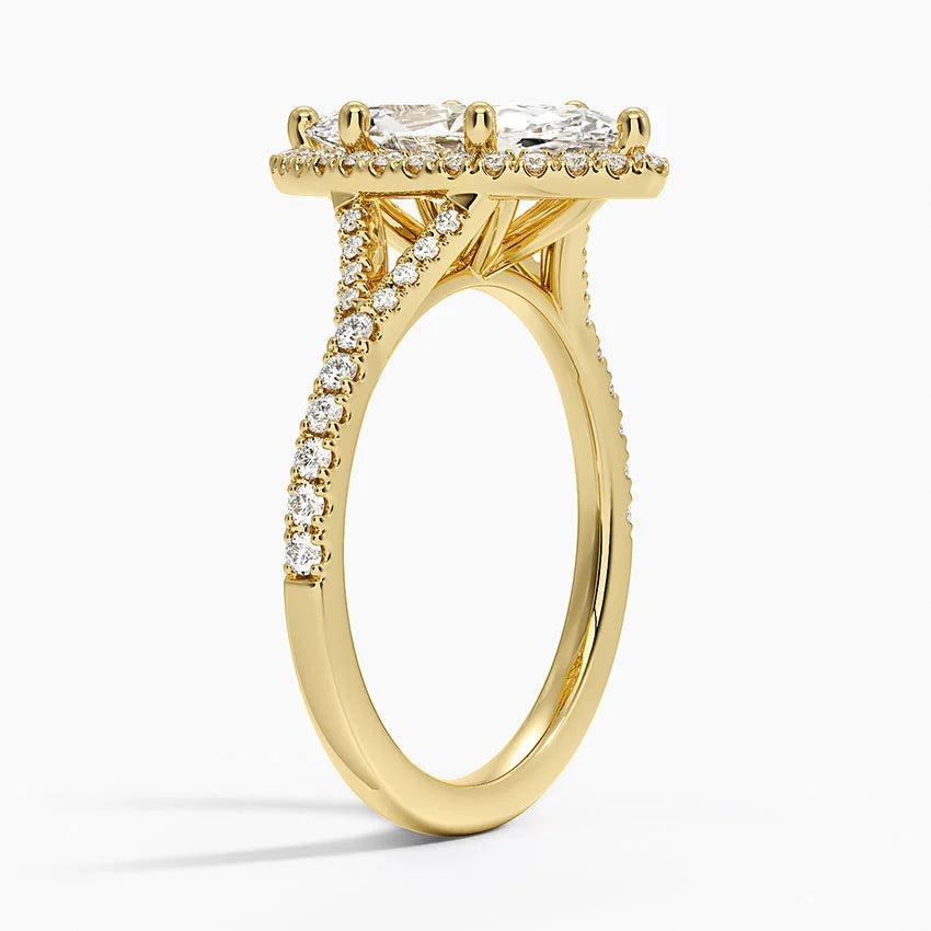 2,30 Karat Marquise Halo Tasarım Tektaş Laboratuvar Pırlanta Yüzük 18K -Novara - Bold Diamonds