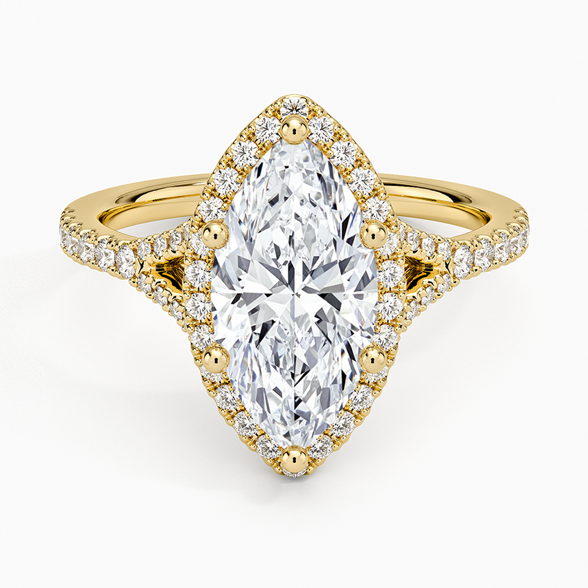 2,30 Karat Marquise Halo Tasarım Tektaş Laboratuvar Pırlanta Yüzük 18K -Novara - Bold Diamonds