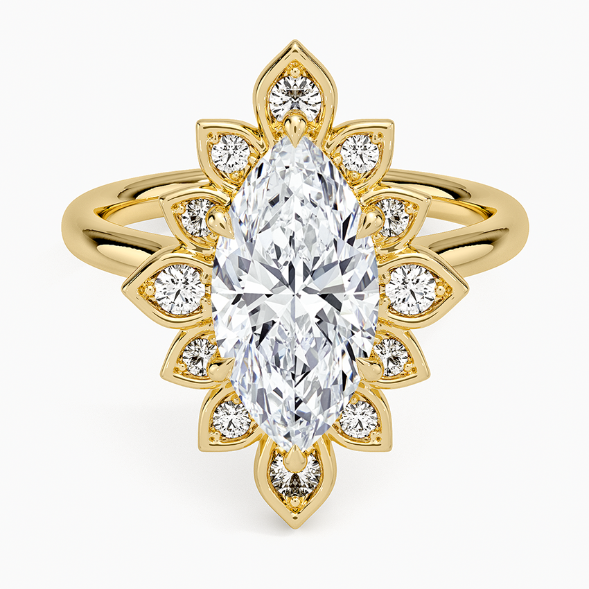 2,30 Karat Marquise Halo Tasarım Tektaş Laboratuvar Pırlanta Yüzük 18K - Solara - Bold Diamonds