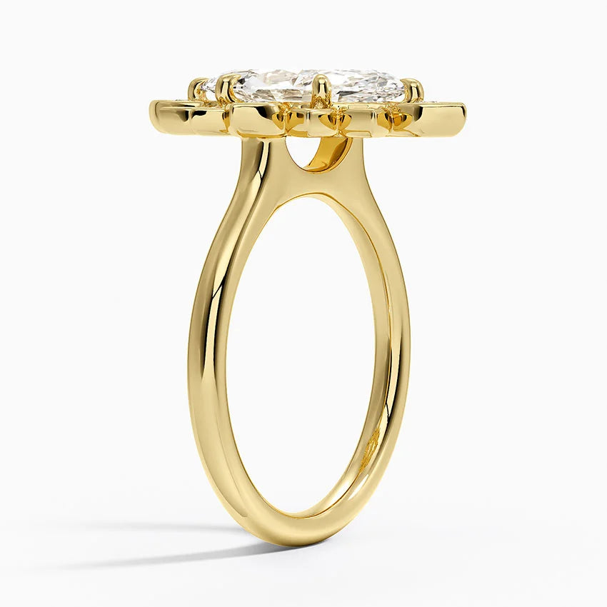 2,30 Karat Marquise Halo Tasarım Tektaş Laboratuvar Pırlanta Yüzük 18K - Solara - Bold Diamonds