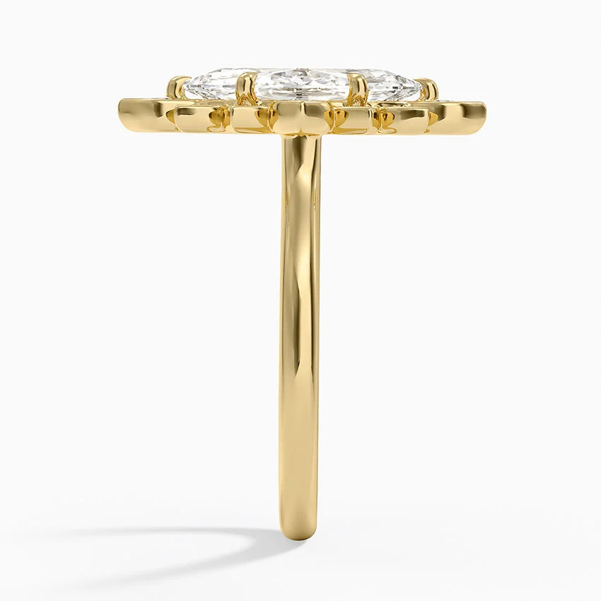 2,30 Karat Marquise Halo Tasarım Tektaş Laboratuvar Pırlanta Yüzük 18K - Solara - Bold Diamonds