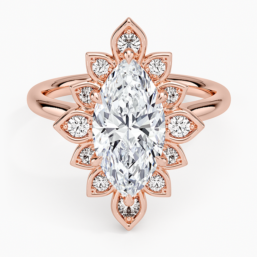2,30 Karat Marquise Halo Tasarım Tektaş Laboratuvar Pırlanta Yüzük 18K - Solara - Bold Diamonds