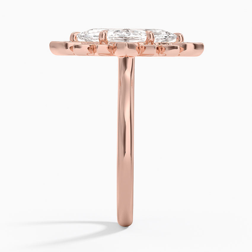 2,30 Karat Marquise Halo Tasarım Tektaş Laboratuvar Pırlanta Yüzük 18K - Solara - Bold Diamonds