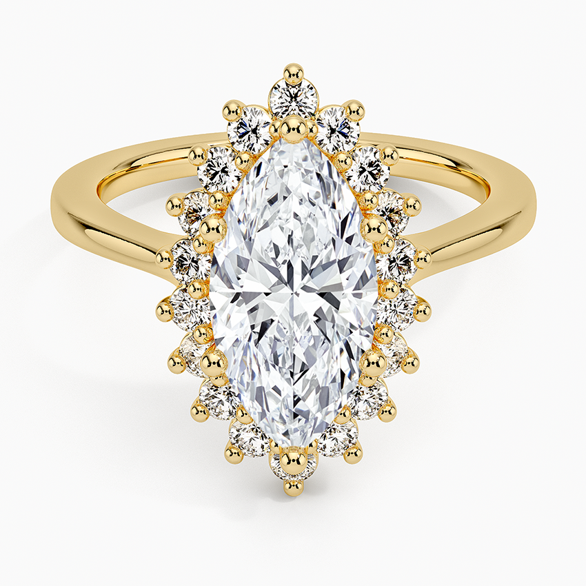 2,30 Karat Marquise Halo Tasarım Tektaş Laboratuvar Pırlanta Yüzük 18K -Vespera - Bold Diamonds
