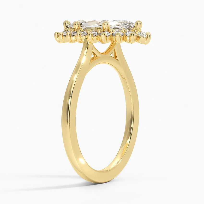 2,30 Karat Marquise Halo Tasarım Tektaş Laboratuvar Pırlanta Yüzük 18K -Vespera - Bold Diamonds