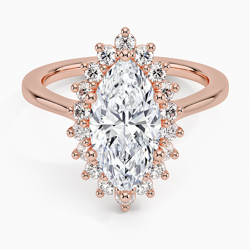 2,30 Karat Marquise Halo Tasarım Tektaş Laboratuvar Pırlanta Yüzük 18K -Vespera - Bold Diamonds
