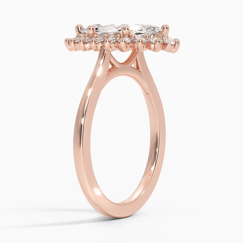 2,30 Karat Marquise Halo Tasarım Tektaş Laboratuvar Pırlanta Yüzük 18K -Vespera - Bold Diamonds