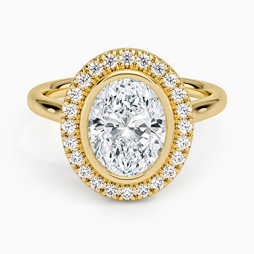 2,30 Karat Oval Halo Tasarım Tektaş Laboratuvar Pırlanta Yüzük 18K - Eterna - Bold Diamonds