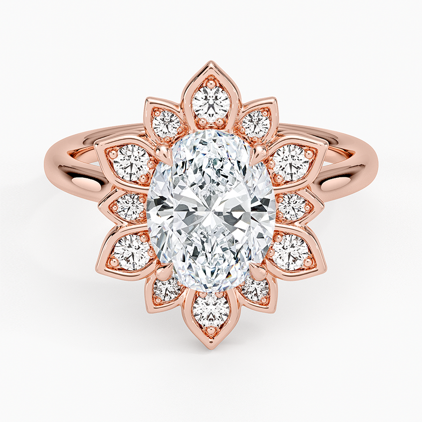2,30 Karat Oval Halo Tasarım Tektaş Laboratuvar Pırlanta Yüzük 18K - Solara - Bold Diamonds