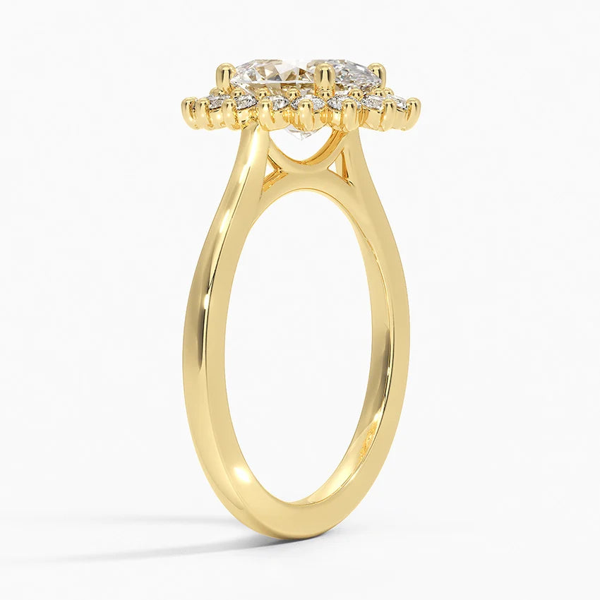2,30 Karat Oval Halo Tasarım Tektaş Laboratuvar Pırlanta Yüzük 18K - Vespera - Bold Diamonds