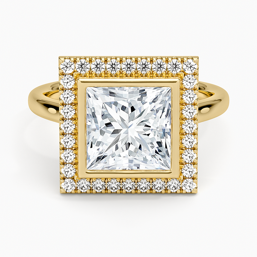 2,30 Karat Prenses Halo Tasarım Tektaş Laboratuvar Pırlanta Yüzük 18K - Eterna - Bold Diamonds