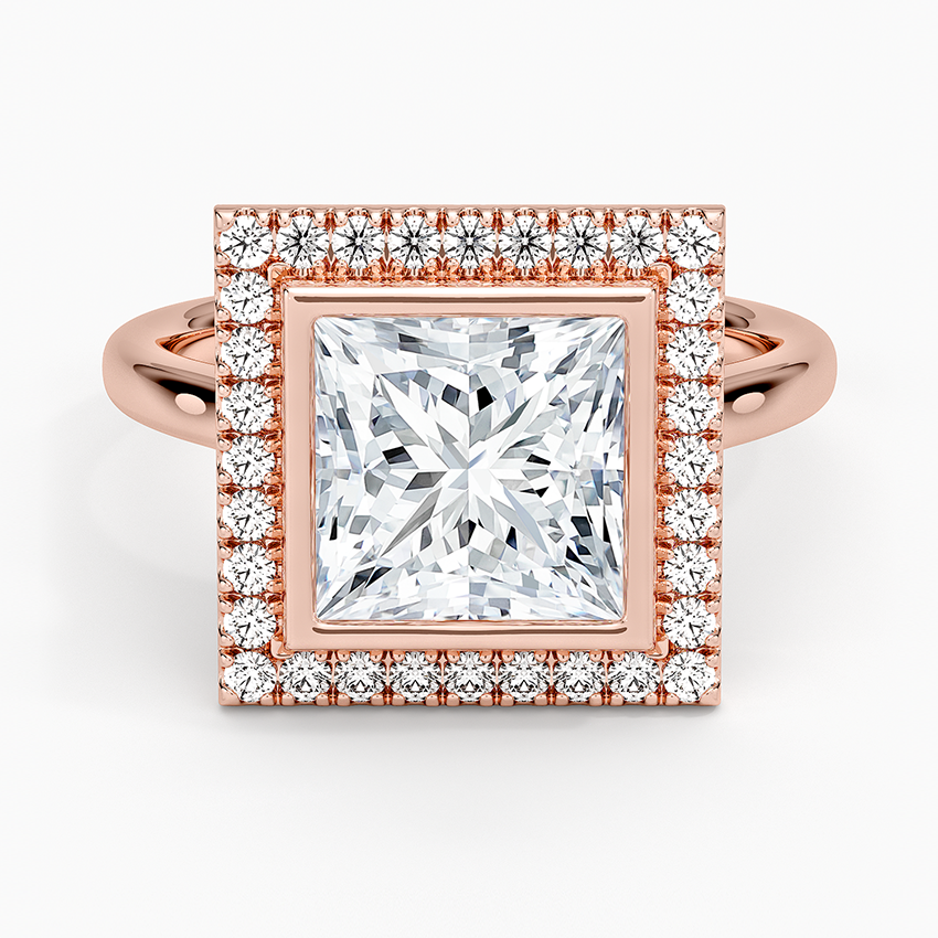 2,30 Karat Prenses Halo Tasarım Tektaş Laboratuvar Pırlanta Yüzük 18K - Eterna - Bold Diamonds