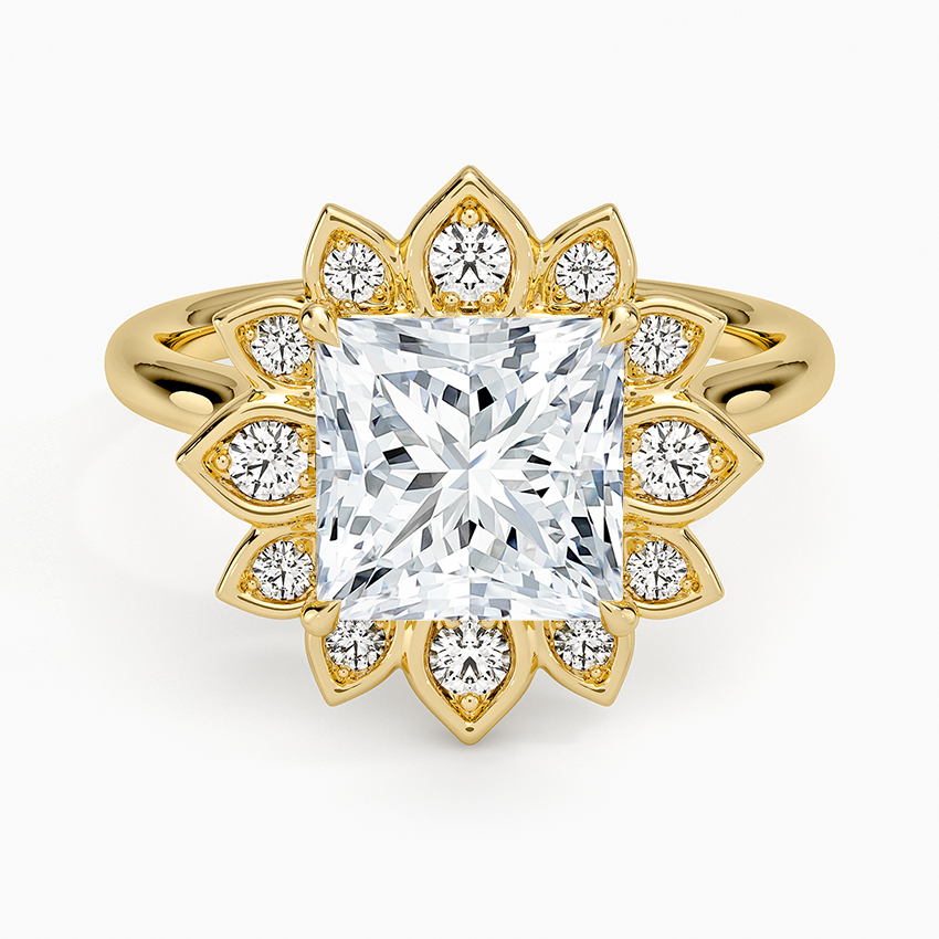 2,30 Karat Prenses Halo Tasarım Tektaş Laboratuvar Pırlanta Yüzük 18K - Solara - Bold Diamonds