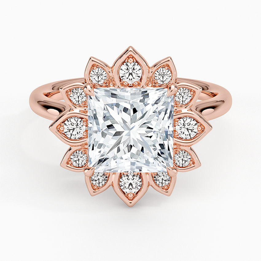 2,30 Karat Prenses Halo Tasarım Tektaş Laboratuvar Pırlanta Yüzük 18K - Solara - Bold Diamonds
