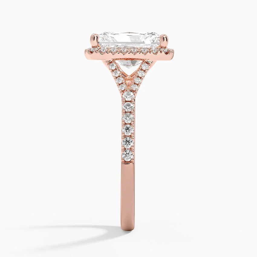 2,30 Karat Radiant Halo Tasarım Tektaş Laboratuvar Pırlanta Yüzük 18K -Novara - Bold Diamonds