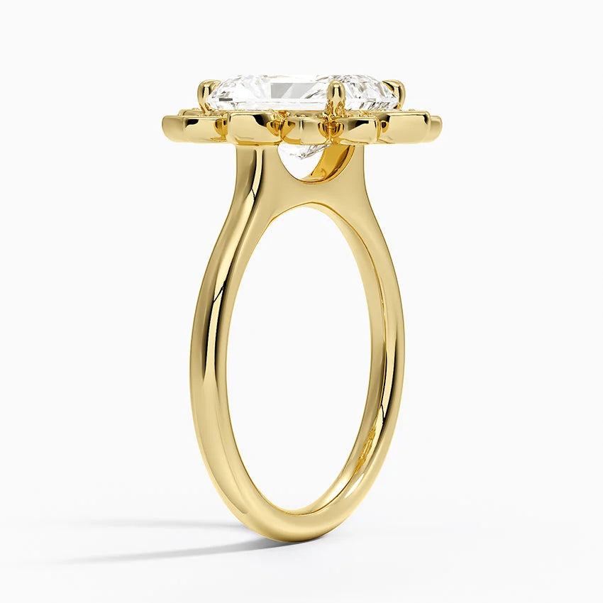 2,30 Karat Radiant Halo Tasarım Tektaş Laboratuvar Pırlanta Yüzük 18K - Solara - Bold Diamonds