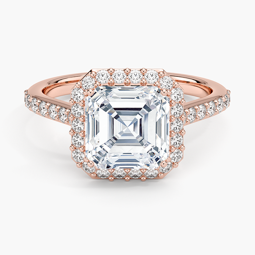 2,40 Karat Asscher Halo Tasarım Tektaş Laboratuvar Pırlanta Yüzük 18K - Bellora - Bold Diamonds
