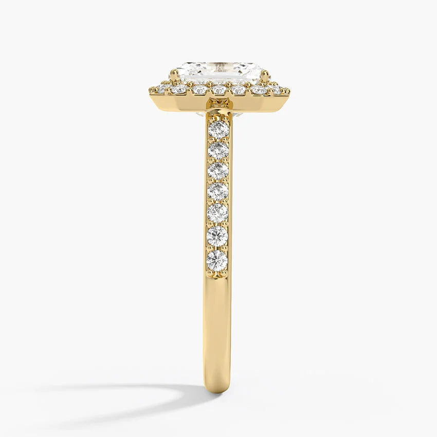 2,40 Karat Asscher Halo Tasarım Tektaş Laboratuvar Pırlanta Yüzük 18K - Bellora - Bold Diamonds