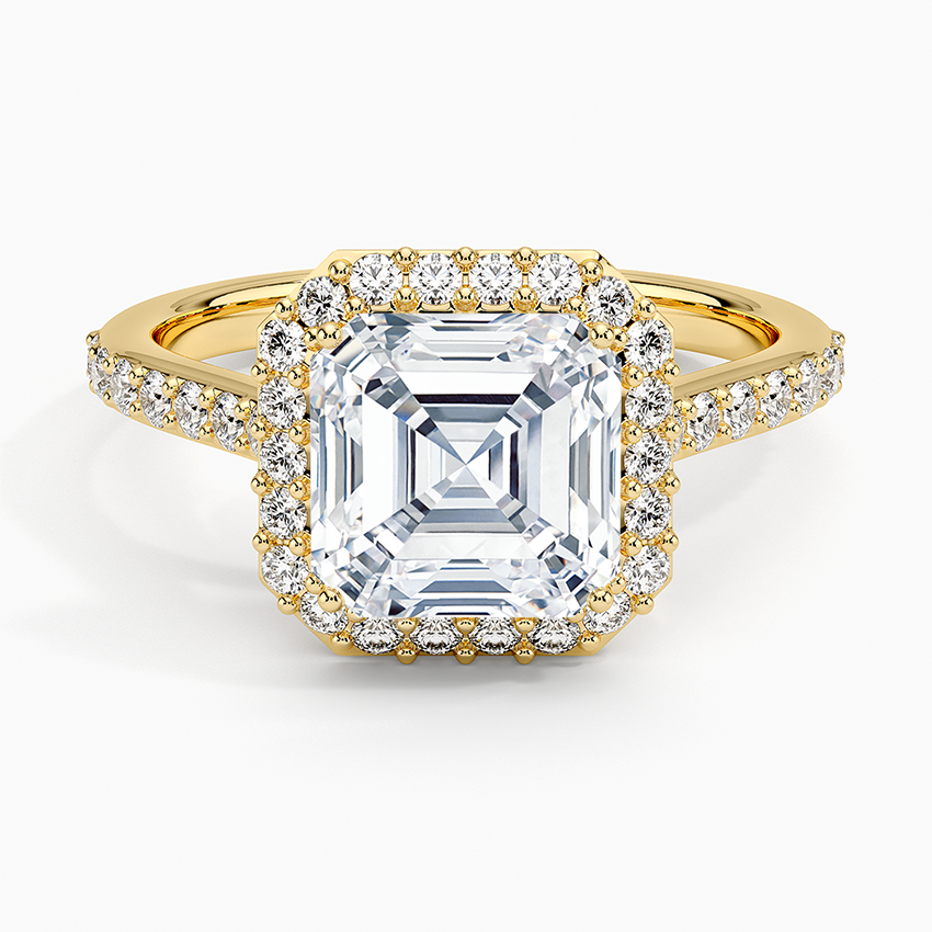 2,40 Karat Asscher Halo Tasarım Tektaş Laboratuvar Pırlanta Yüzük 18K - Bellora - Bold Diamonds