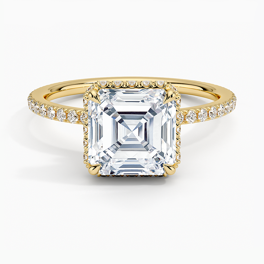 2,40 Karat Asscher Halo Tasarım Tektaş Laboratuvar Pırlanta Yüzük 18K -Luminara - Bold Diamonds