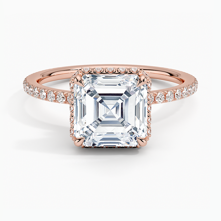 2,40 Karat Asscher Halo Tasarım Tektaş Laboratuvar Pırlanta Yüzük 18K -Luminara - Bold Diamonds