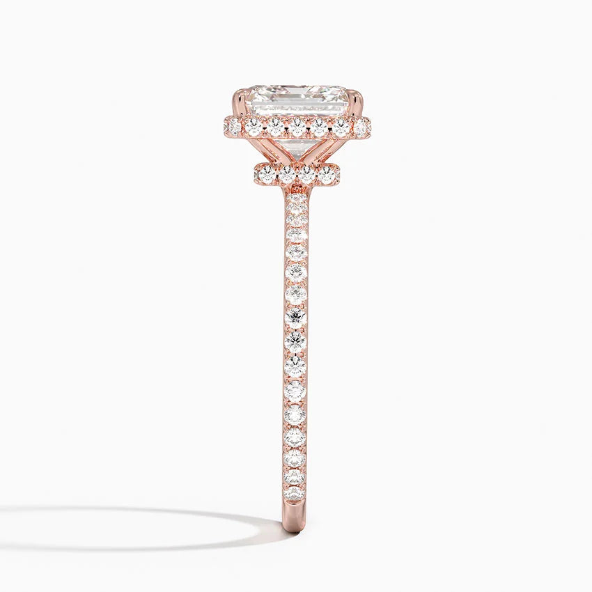 2,40 Karat Asscher Halo Tasarım Tektaş Laboratuvar Pırlanta Yüzük 18K -Luminara - Bold Diamonds