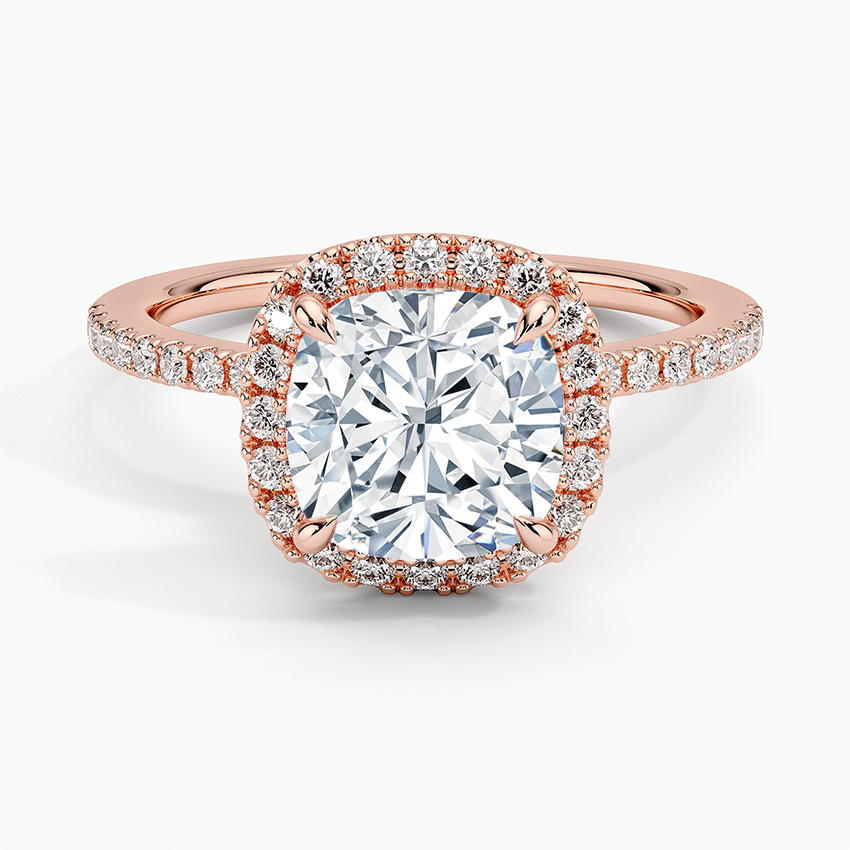 2.40 Karat Cushion Halo Tasarım Tektaş Laboratuvar Pırlanta Yüzük 18k -Luxora - Bold Diamonds