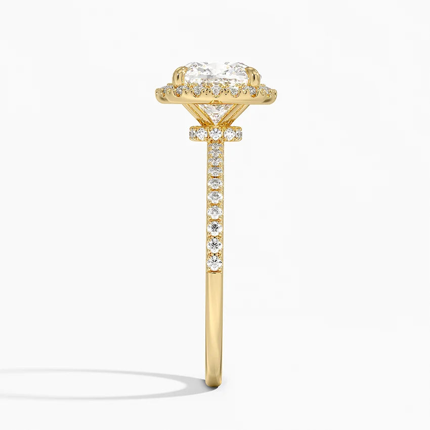 2.40 Karat Cushion Halo Tasarım Tektaş Laboratuvar Pırlanta Yüzük 18k -Luxora - Bold Diamonds