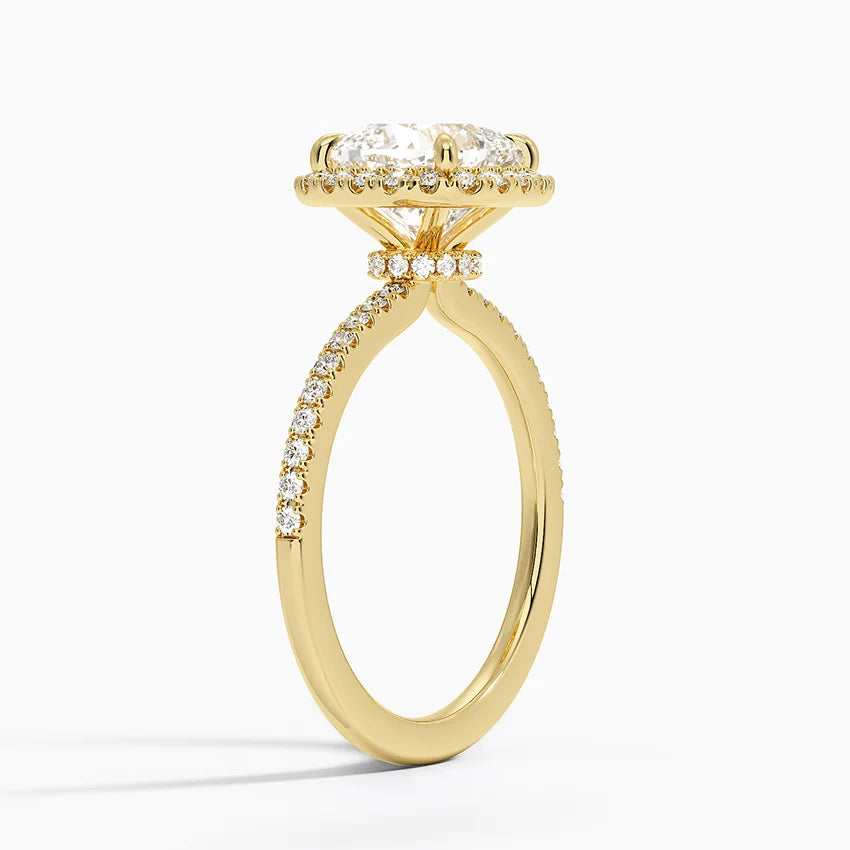 2.40 Karat Cushion Halo Tasarım Tektaş Laboratuvar Pırlanta Yüzük 18k -Luxora - Bold Diamonds