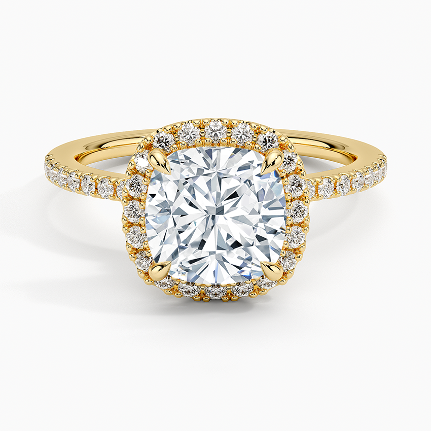 2.40 Karat Cushion Halo Tasarım Tektaş Laboratuvar Pırlanta Yüzük 18k -Luxora - Bold Diamonds