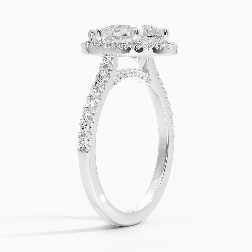 2.40 Karat Damla Halo Tasarım Tektaş Laboratuvar Pırlanta Yüzük 18k -Astrala - Bold Diamonds