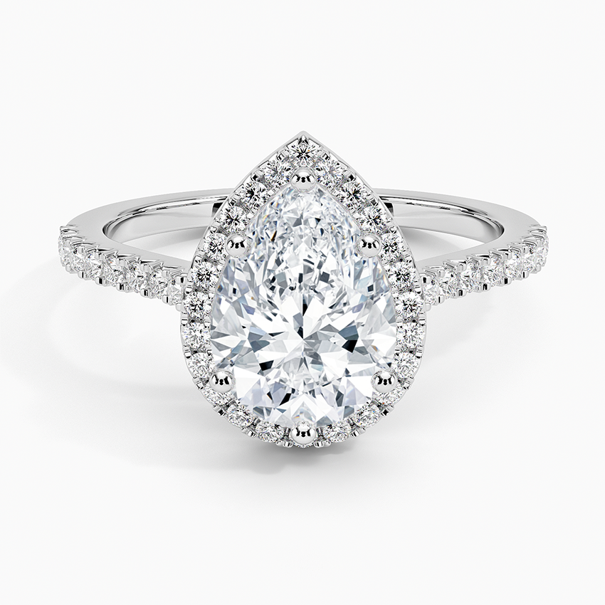 2.40 Karat Damla Halo Tasarım Tektaş Laboratuvar Pırlanta Yüzük 18k -Astrala - Bold Diamonds