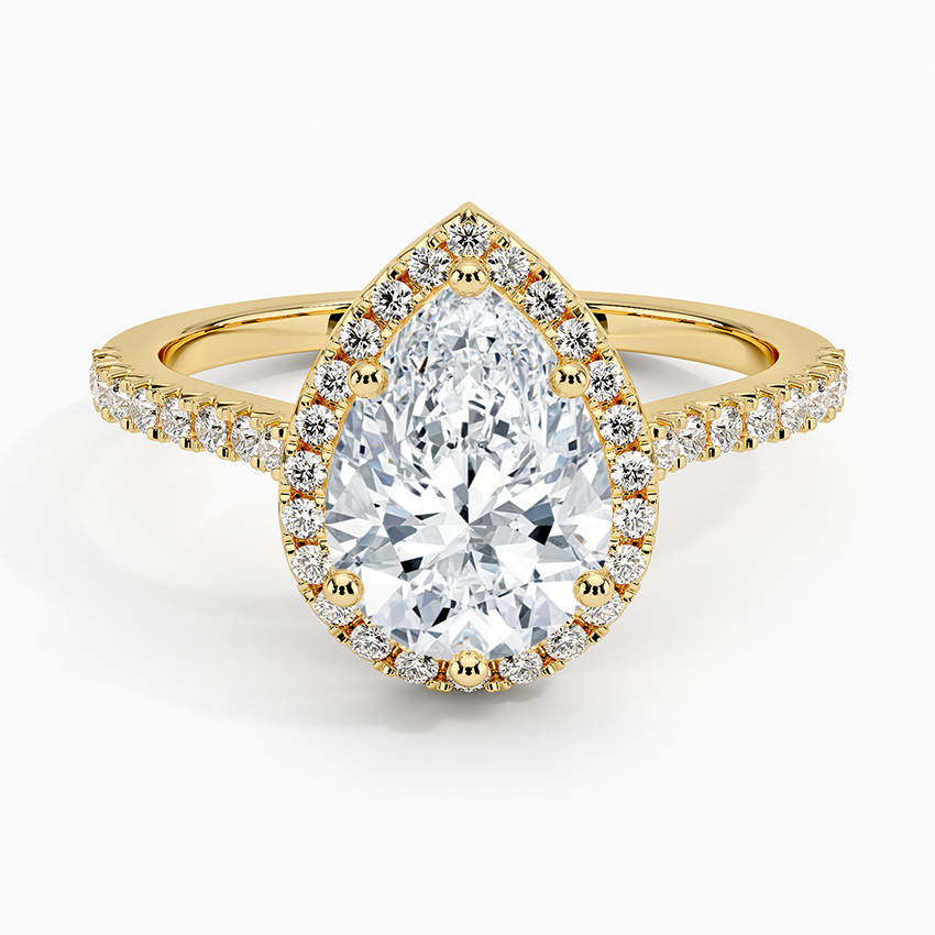 2.40 Karat Damla Halo Tasarım Tektaş Laboratuvar Pırlanta Yüzük 18k -Astrala - Bold Diamonds