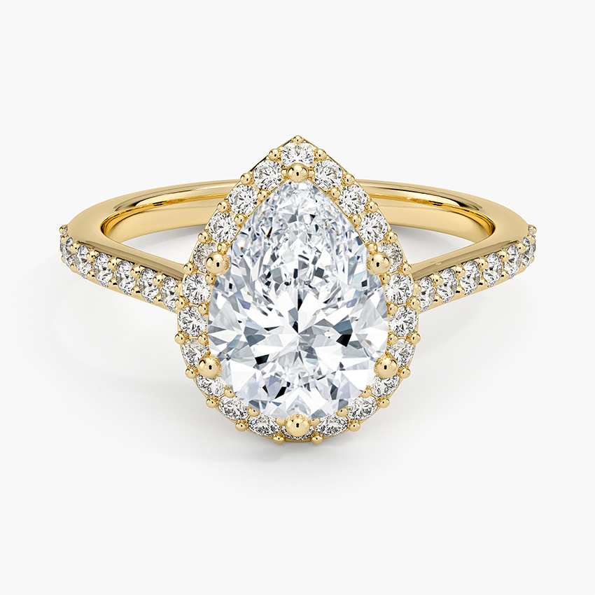 2,40 Karat Damla Halo Tasarım Tektaş Laboratuvar Pırlanta Yüzük 18K -Bellora - Bold Diamonds