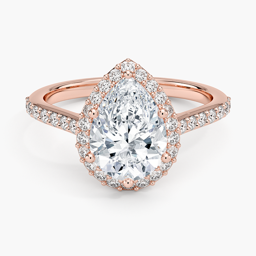 2,40 Karat Damla Halo Tasarım Tektaş Laboratuvar Pırlanta Yüzük 18K -Bellora - Bold Diamonds