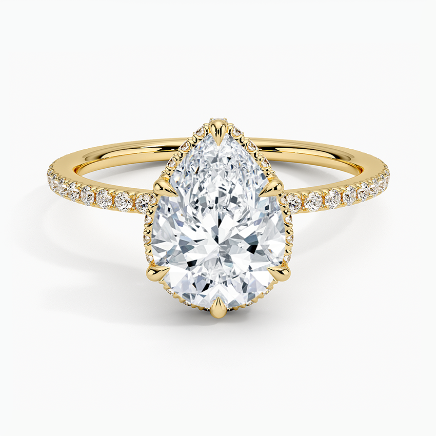 2,40 Karat Damla Halo Tasarım Tektaş Laboratuvar Pırlanta Yüzük 18K -Luminara - Bold Diamonds