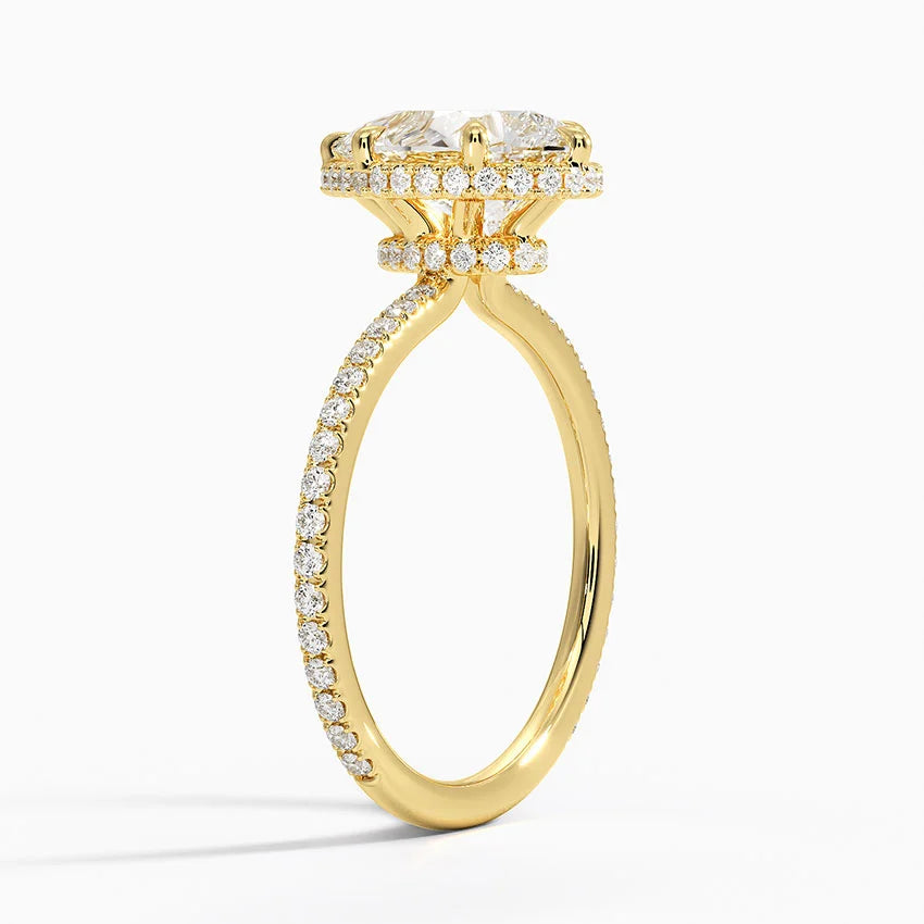 2,40 Karat Damla Halo Tasarım Tektaş Laboratuvar Pırlanta Yüzük 18K -Luminara - Bold Diamonds