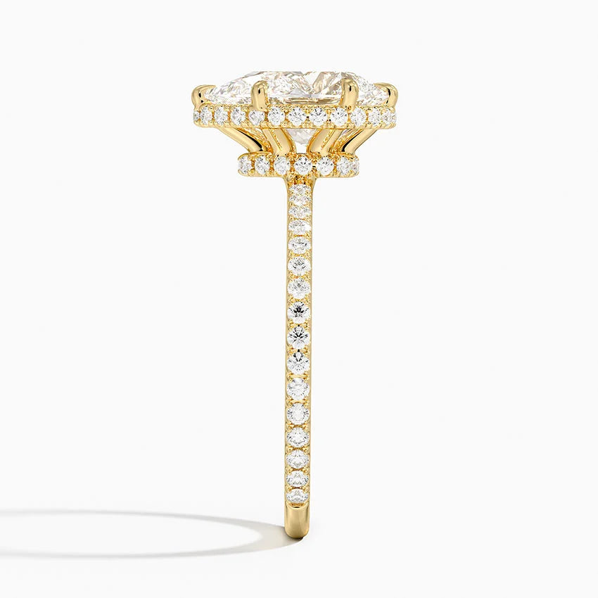2,40 Karat Damla Halo Tasarım Tektaş Laboratuvar Pırlanta Yüzük 18K -Luminara - Bold Diamonds