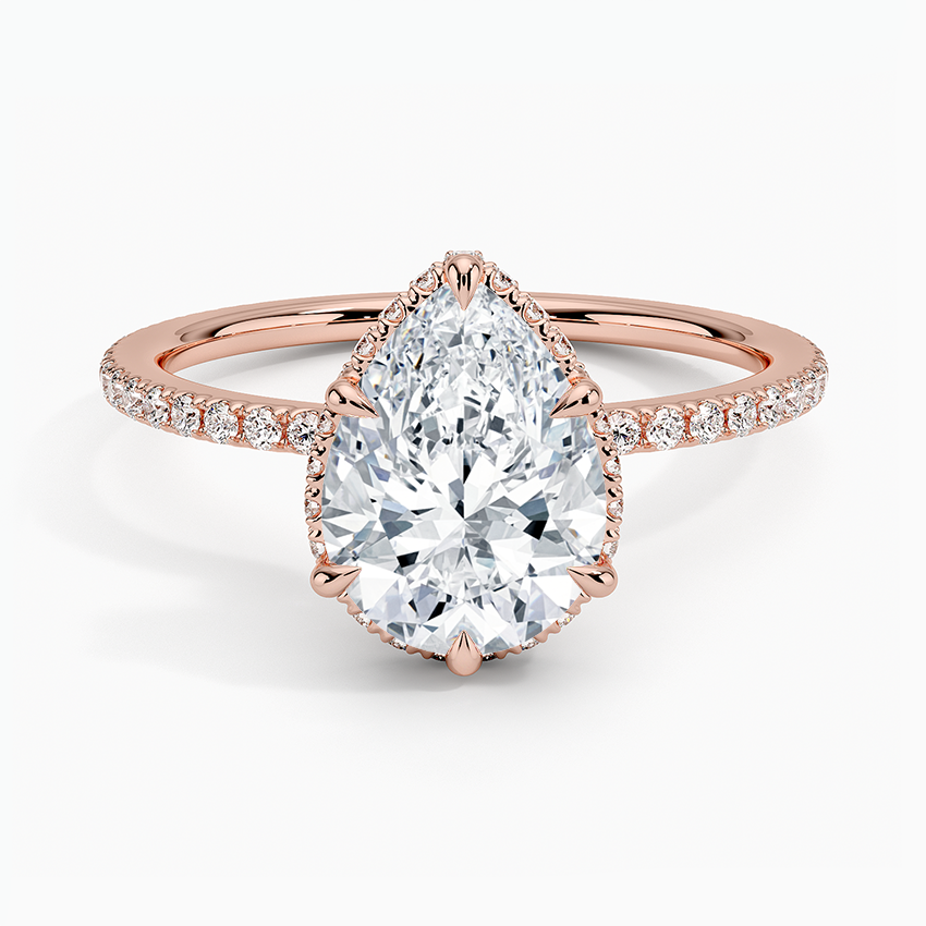 2,40 Karat Damla Halo Tasarım Tektaş Laboratuvar Pırlanta Yüzük 18K -Luminara - Bold Diamonds
