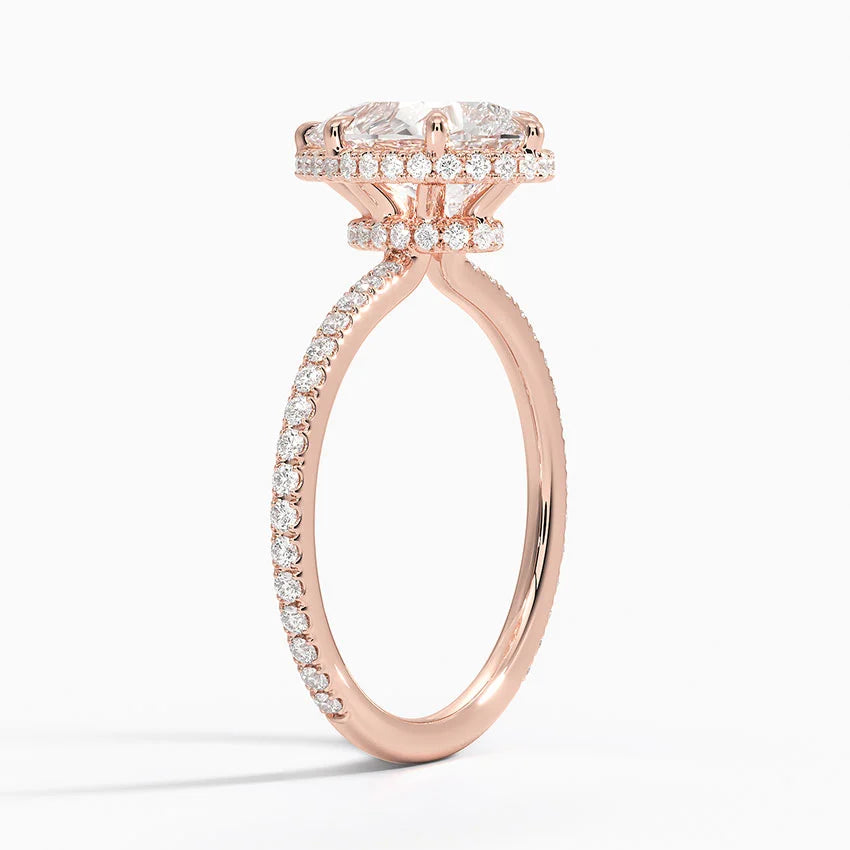 2,40 Karat Damla Halo Tasarım Tektaş Laboratuvar Pırlanta Yüzük 18K -Luminara - Bold Diamonds