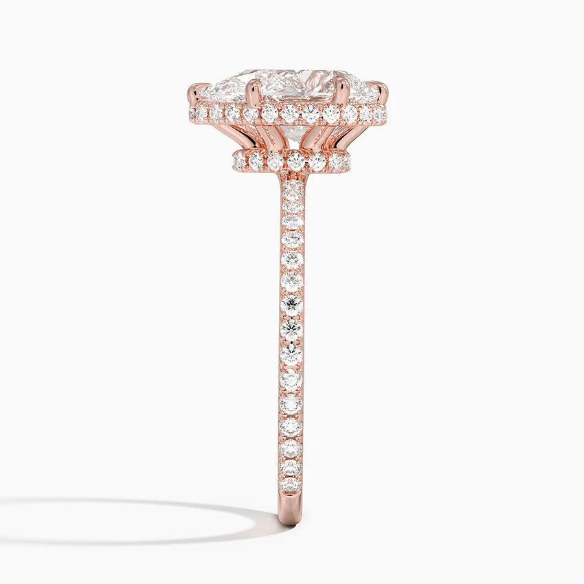 2,40 Karat Damla Halo Tasarım Tektaş Laboratuvar Pırlanta Yüzük 18K -Luminara - Bold Diamonds