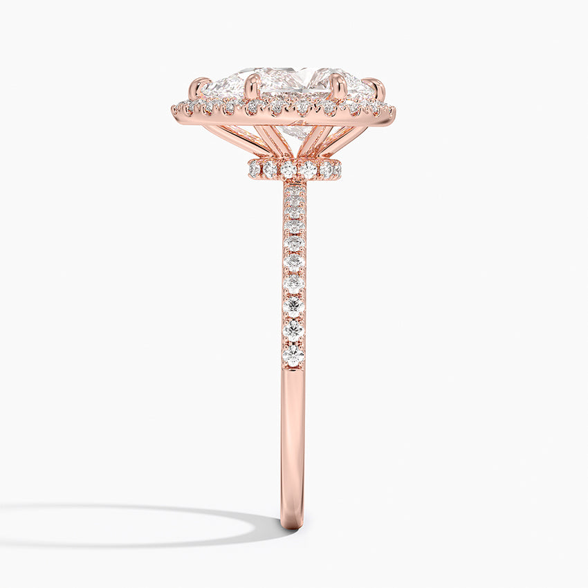 2.40 Karat Damla Halo Tasarım Tektaş Laboratuvar Pırlanta Yüzük 18k -Luxora - Bold Diamonds